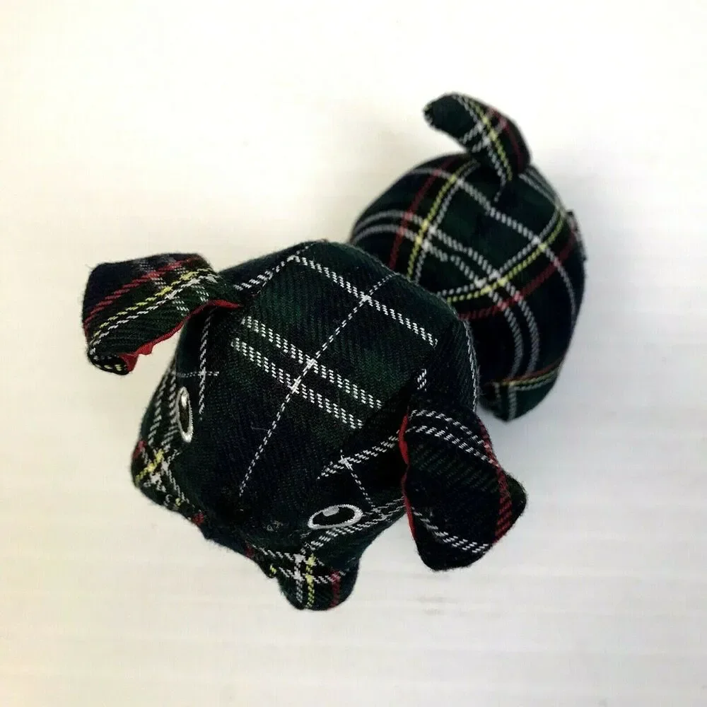 Old Navy Dog Black Plaid Stuffed Animal Puppy 5